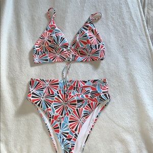 Aerie High Waisted Patterned Bikini Set